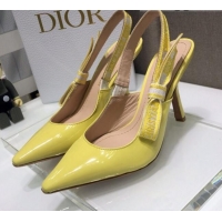 Grade Quality Dior J'Adior Slingback Pumps 9.5cm in Yellow Patent Calfskin 042738