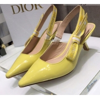 Stylish Dior J'Adior Slingback Pumps 6.5cm in Yellow Patent Calfskin 042738