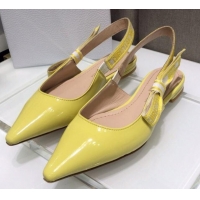 Practical Dior J'Adior Slingback Ballerinas Flats in Yellow Patent Calfskin 042738