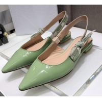 Elegant Dior J'Adior Slingback Ballerinas Flats in Green Patent Calfskin 042743