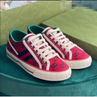 Promotional Gucci Tennis 1977 GG Multicolour Low-Top Sneakers G0103 Red 2021