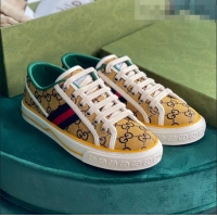 Top Design Gucci Tennis 1977 GG Multicolour Low-Top Sneakers G0103 Yellow 2021