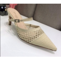 Affordable Price Dior D-Choc Heel Mules in White Mesh Embroidery 042745