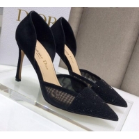 Low Price Dior Crystal Suede Pumps 7cm Black 042748