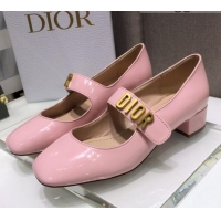 Popular Style Dior Patent Calfskin Mary Janes Pumps 042750 Pink 2021