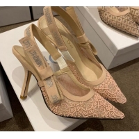 Buy Luxury Dior J'Adior Slingback Pumps/Ballerinas Flats in Nude Beads Mesh Embroidery 042756