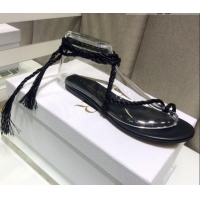 Perfect Dior Cord Lace up Flat Sandals 042812 Black 2021