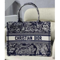 Shop Grade SMALL DIOR BOOK TOTE Blue Toile de Jouy Reverse Embroidery M1296Z