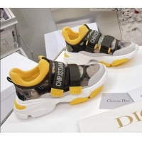 Good Quality Dior D-Wander Sneakers Yellow Camouflage Fabric 042880