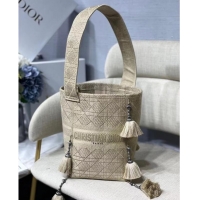 Affordable Price Dior Bubble Maple Leaf Embroidered Bucket Bag M6006 Beige