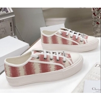 Custom Dior Walk'n'Dior Sneakers in Pink D-Stripes Embroidered Cotton 050601