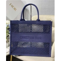 Promotional DIOR BOOK TOTE Blue Mesh Embroidery M1286ZW