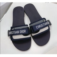 New Style Dior Dio(r)evolution Flat Slide Sandals 050621 Navy Blue