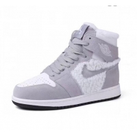 Super Quality Nike WMNS AJ1 High-Top Sneakers in Calfskin and Wool CD1162 Grey 2020