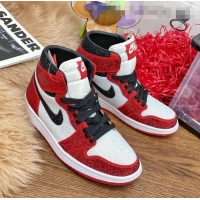 Top Quality Nike Air Jordan Crystal Allover High-top Sneakers CD2164 White/Red 2020(For Women and Men)