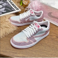 Buy Fashionable Nike Air Jordan Crystal Allover Low-top Sneakers CD0750 White/Pink 2021