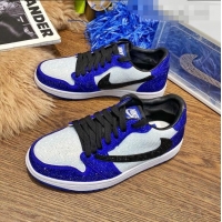 Most Popular Nike Air Jordan Crystal Allover Low-top Sneakers CD0750 White/Blue/Black 2021