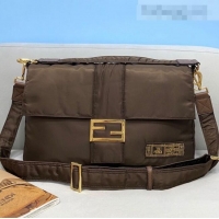 Promotional Fendi Men's Baguette Nylon Large Bag FD0322 Coffee Brown 2021