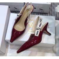 Good Product Dior J'Adior Slingback Pumps 6.5cm Heel in Patent Calfskin 601913 Burgundy 2021