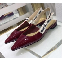 Best Grade Dior J'Adior Slingback Ballerinas Flats in Patent Calfskin 601914 Burgundy 2021