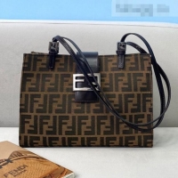 Top Quality Fendi Vintage Horizontal FF Canvas Small Tote Bag FD0415 Brown 2021