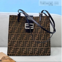 Well Crafted Fendi Vintage Vertical FF Canvas Small Tote Bag FD0416 Brown 2021