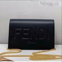 Low Cost Fendi Leather Wallet on Chain Mini Bag FD0417 Black 2021