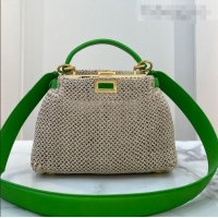 Low Cost Fendi Peekaboo Woven Straw Mini Bag FD0423 Beige 2021