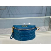 Classic Discount DETACHABLE DIOR CARO HALF-MOON COIN PURSE S5033U BLUE