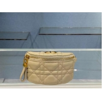 Inexpensive DETACHABLE DIOR CARO HALF-MOON COIN PURSE S5033U Beige