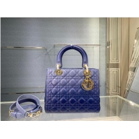 Inexpensive MEDIUM LADY DIOR BAG Gradient Cannage Lambskin M0565OS blue