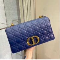 Free Shipping LARGE DIOR CARO BAG Indigo Blue Gradient Cannage Lambskin M9243U