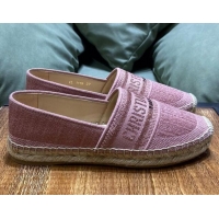 Fashion Dior Granville Espadrilles in Pink Metallic Thread Embroidered Cotton 2021 061141