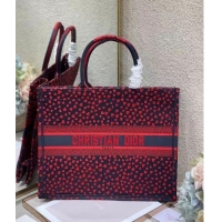 Famous Brand DIOR BOOK TOTE Navy Blue I Love Paris and Red Hearts Embroidery M1286ZR