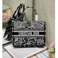 Best Price SMALL DIOR BOOK TOTE Black and white globe Embroidery M1296ZJ