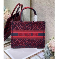 Good Quality SMALL DIOR BOOK TOTE Navy Blue I Love Paris and Red Hearts Embroidery M1296ZRG