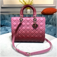 Famous Brand DIOR LADY BAG Pink Gradient Cannage Lambskin M0567 Pink