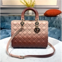 Top Quality DIOR LADY BAG Brown Gradient Cannage Lambskin M0567 Brown