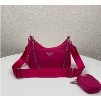 Luxury Discount Prada Re-Edition nylon shoulder bag 1BH204 Dark pink