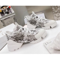 New Style Dior D-Connect Sneakers in Black and White Dior Around the World Technical Fabric 062196