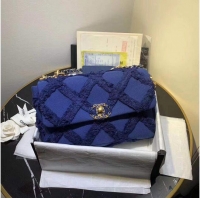 Low Price Chanel 19 flap bag AS1161 Navy Blue