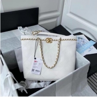 New Design Chanel Original Leather Shopping Bag AS2374 White