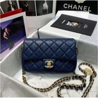 Cheapest Chanel Flap Shoulder Bag Original leather AS2543 dark blue