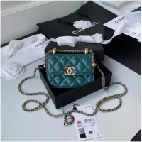 Top Quality CHANEL mini wallet on chain AP2290 green