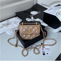 Buy Classic CHANEL mini wallet on chain AP2290 brown