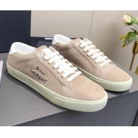 Best Luxury Saint Laurent Suede Sneakers 061225 Beige 2021