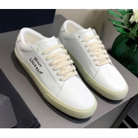 Unique Grade Saint Laurent White Embroidered Calfskin Sneakers 061234