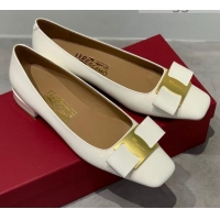 Top Quality Salvatore Ferragamo Patent Leather Bow Pumps 2.5cm 051201 White 2021