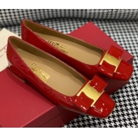 Low Price Salvatore Ferragamo Patent Leather Bow Pumps 2.5cm 051201 Red 2021