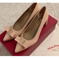 Low Price Salvatore Ferragamo Alice Vara Bow Patent Leather Pumps 5.5cm 051206 Nude 2021